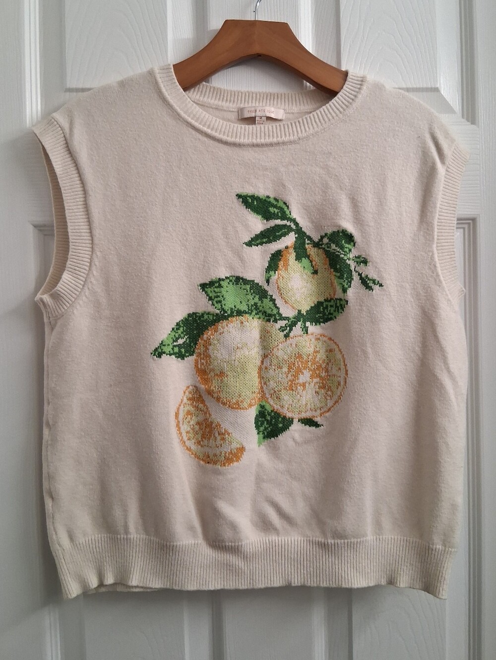 Skies Are Blue Lemon Sweater Top Medium